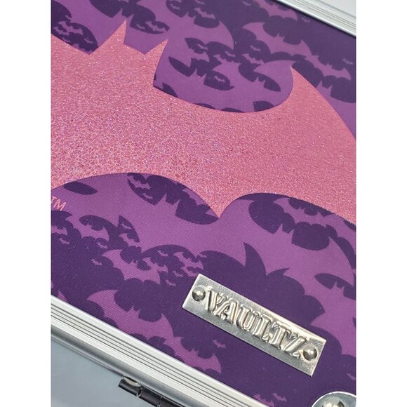 Vault Bat Glitter Pink Purple Vanity Metal Case Small Hard-shell 2.25x5.25x8.38" - Picture 12 of 13